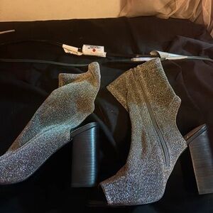 Shimmering Silver Heeled Boots